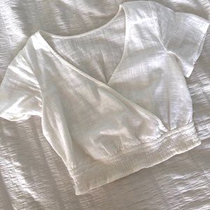White crossover crop top